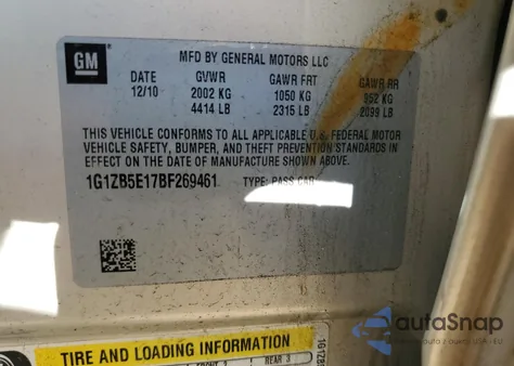 2011 Chevrolet Malibu Ls из США, поврежденный, VIN 1G1ZB5E17BF269461